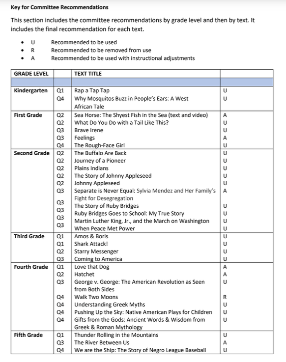 List of books reviewed categorized by outcomes. Out of 31 books, six books were adjusted and one was removed.