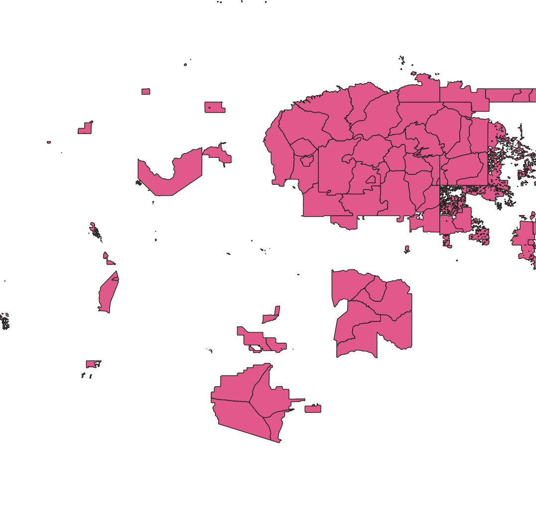 Screenshot of the Census tribal tracts that overlap with Arizona.